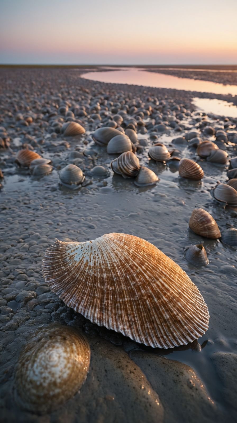Bivalve Mollusk Shell Muddy Tidal Flat