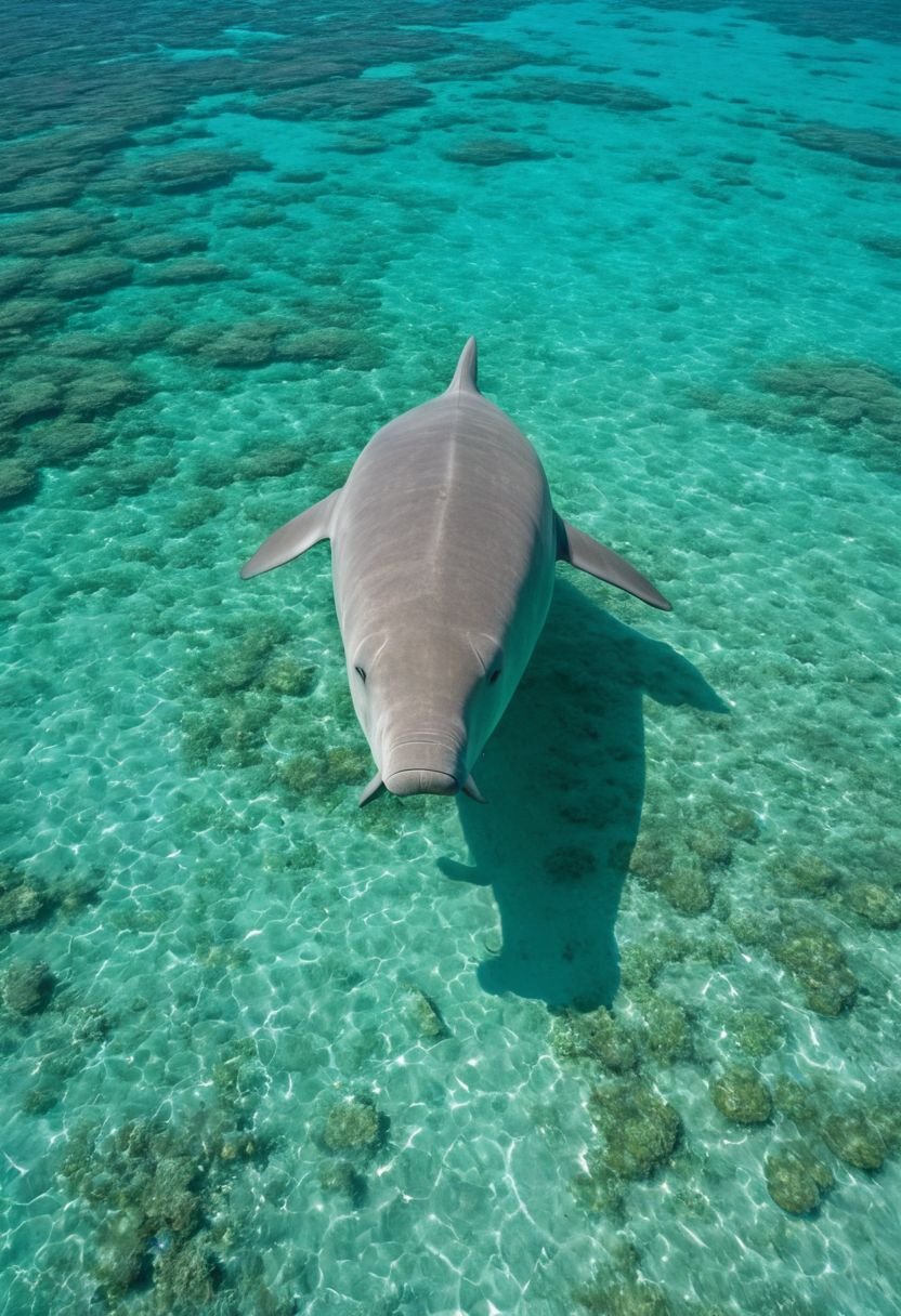 The Dugong With A Streamlined Body In The Turquoise Reef