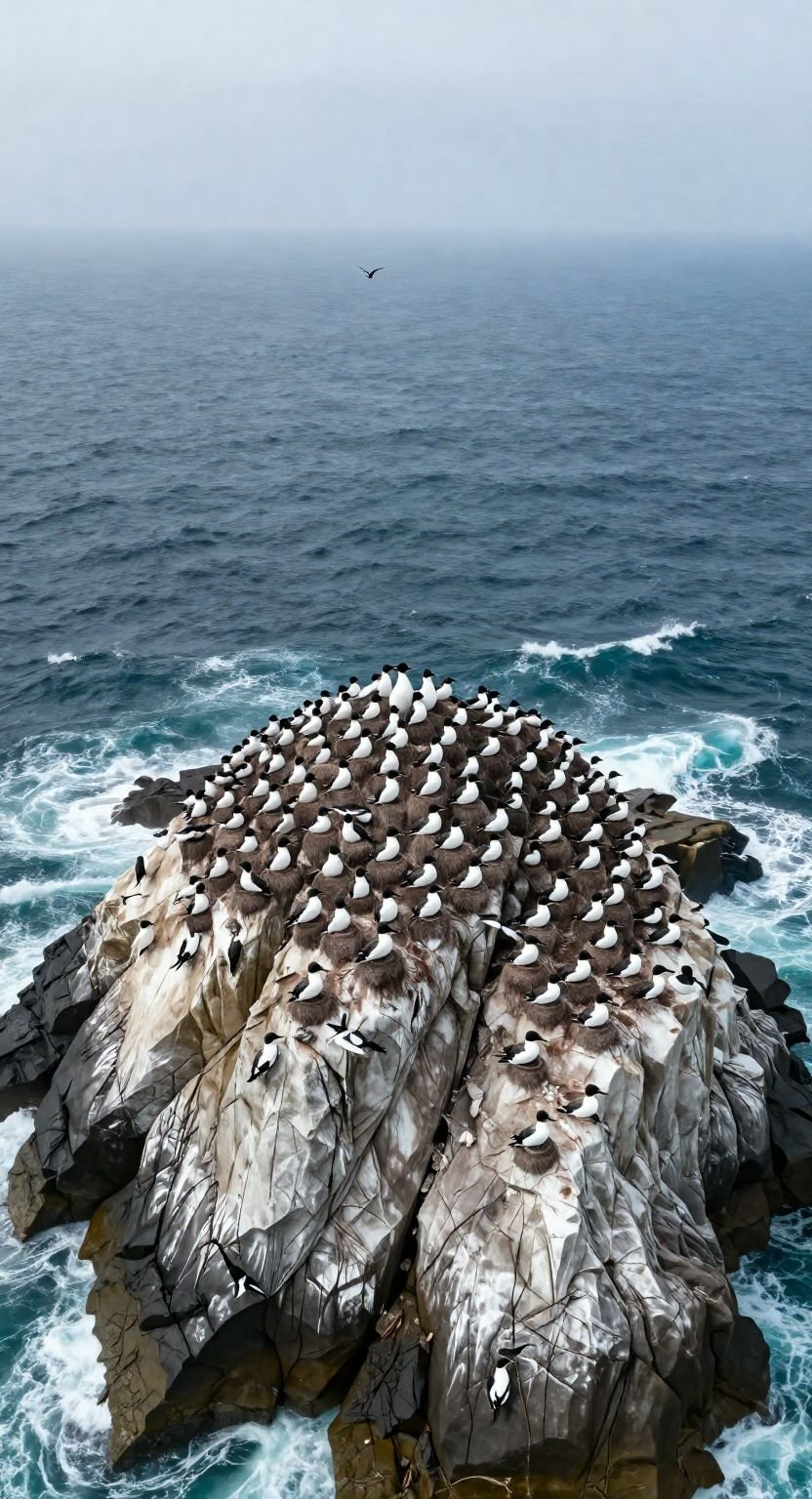 The Seabird Colony On Salt Crusted Cliffs