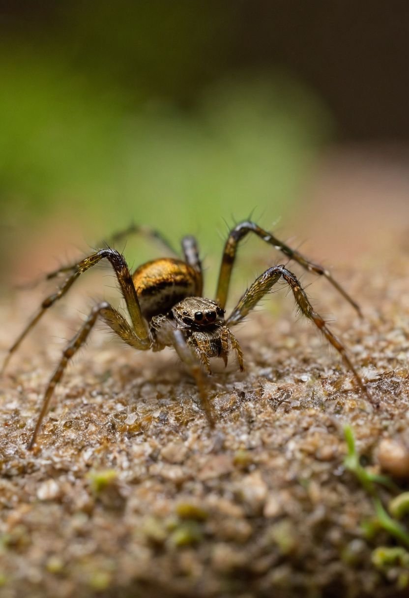 The Spider With Elongated Legs In The Glass Terrarium