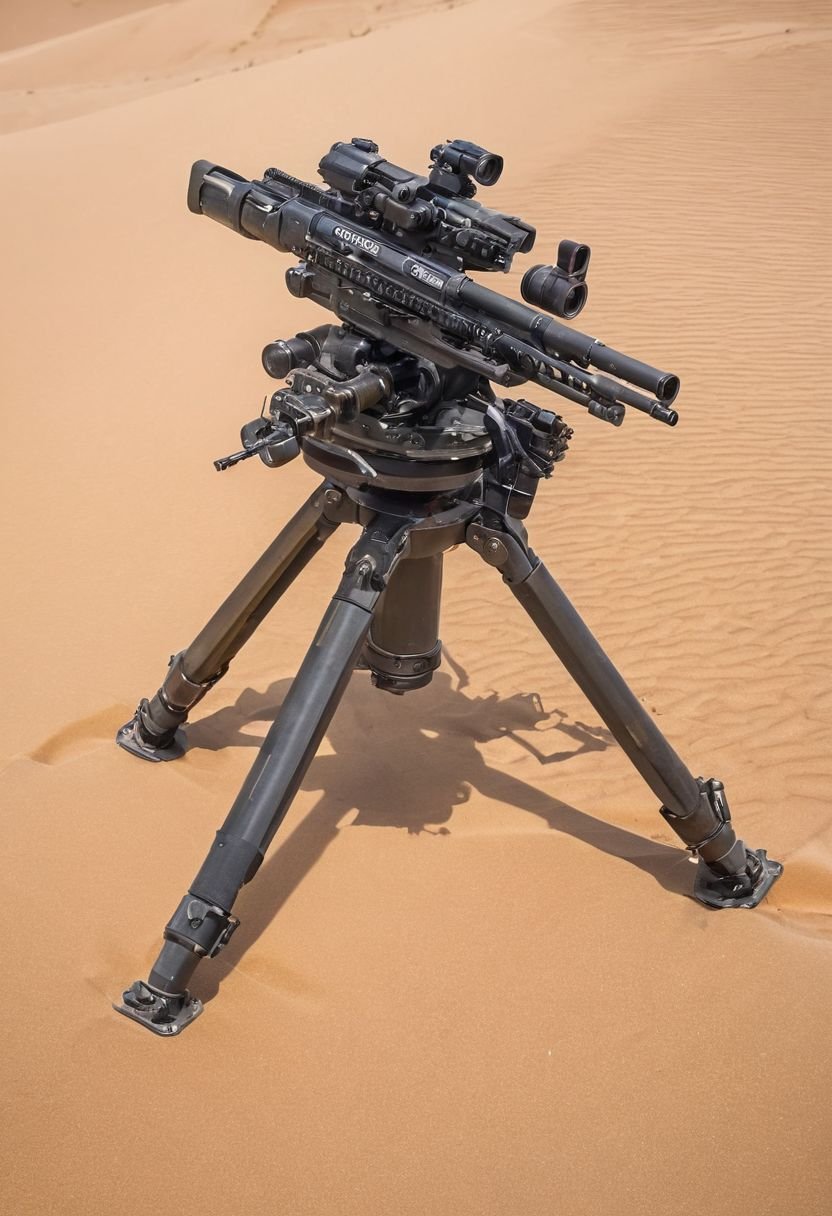 The Desert Heat Bipedal Chassis With Reinforced Steel Plating TurretMounted Machine Gun Exploration