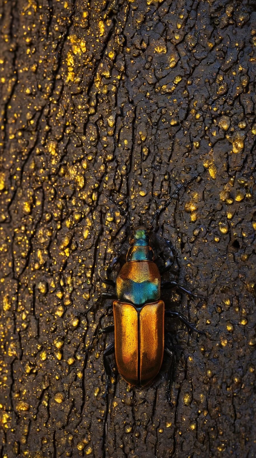 Sleek Biomechanical Insect - Urban Forestry Nexus - Rainy Autumn
