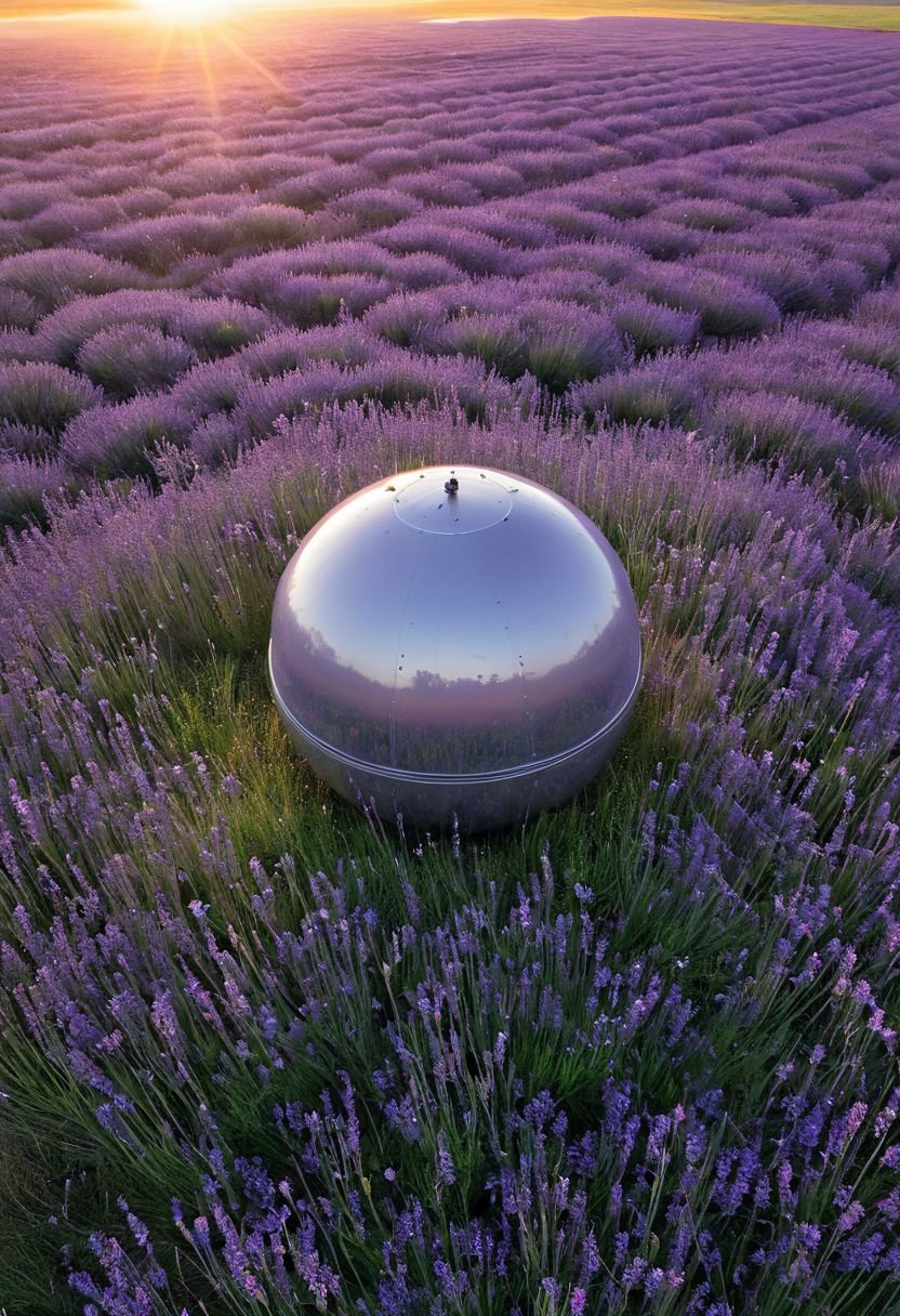 The Luminescent Floral Service Robot In The Prairie Sunrise