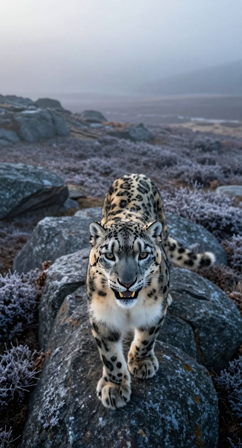 Snow Leopard Alpine Tundra Scene