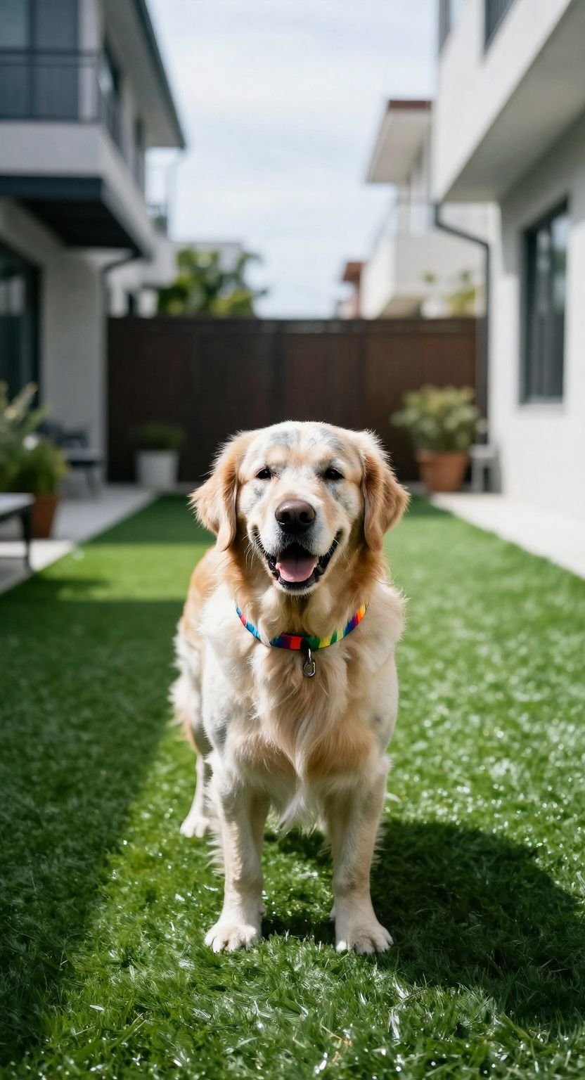 The Modern Golden Retriever In The Sunny Yard