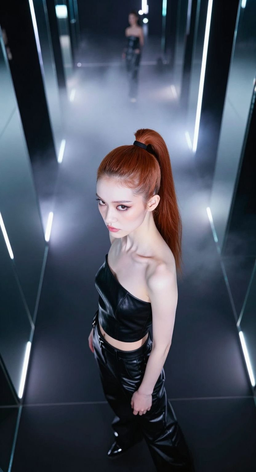 HourglassFigured Fashion Model Neon Lit Runway