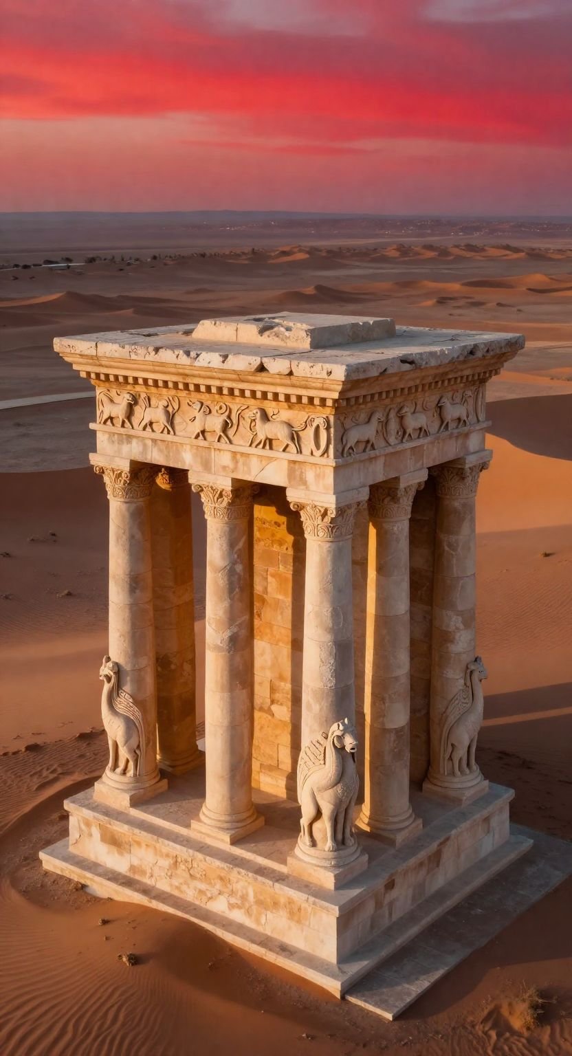 The Arid Desert Monumental Limestone Structure
