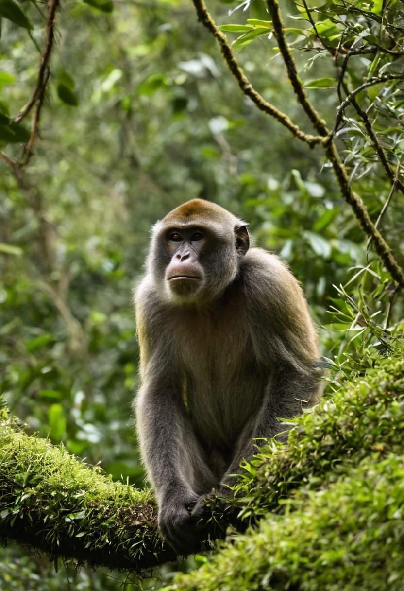 The Tropical Canopy Primate With Distinctive Facial Crease Across The Nose