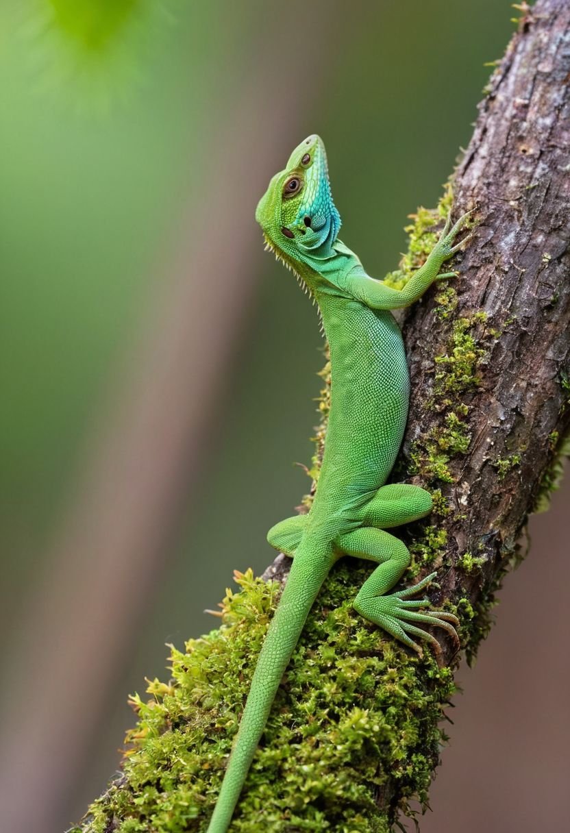 The Iridescent Lizard Of The Tropical Forest