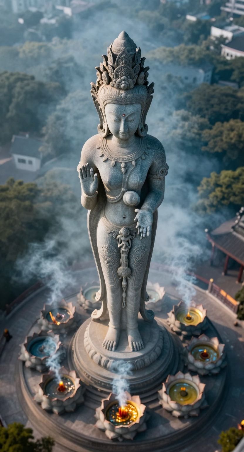 The Celestial Guardian Statues Of The Sacred Lotus Pools
