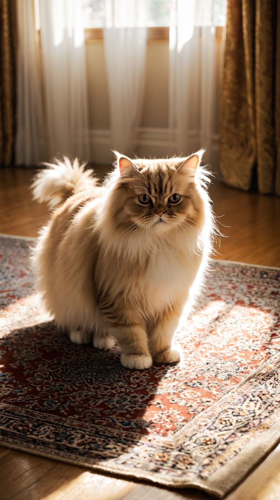 Persian Cat Velvet Rug Scene