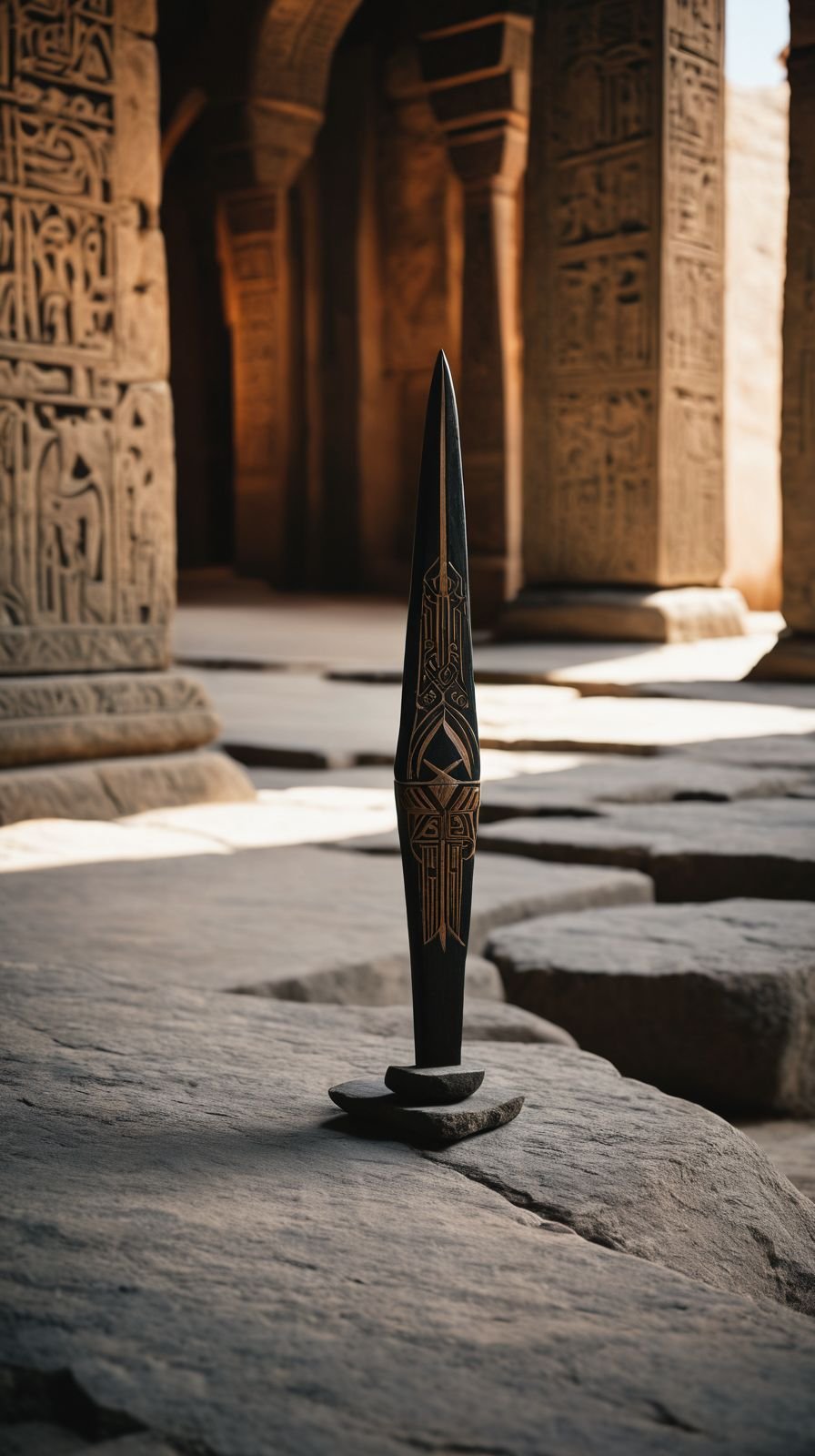 Macuahuitl Shadowed Temple Scene