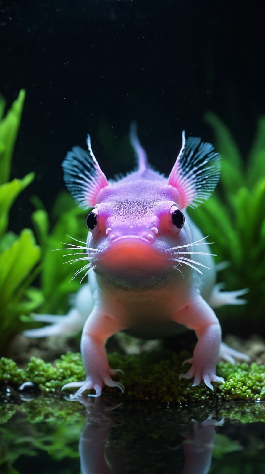 Axolotl Glass Aquarium Scene