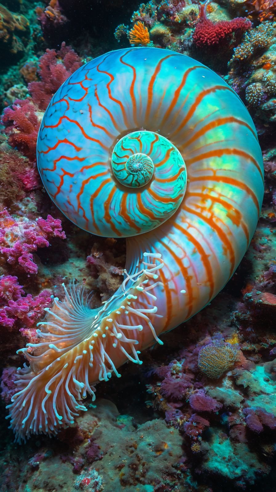 Chambered Nautilus Deep Sea Scene