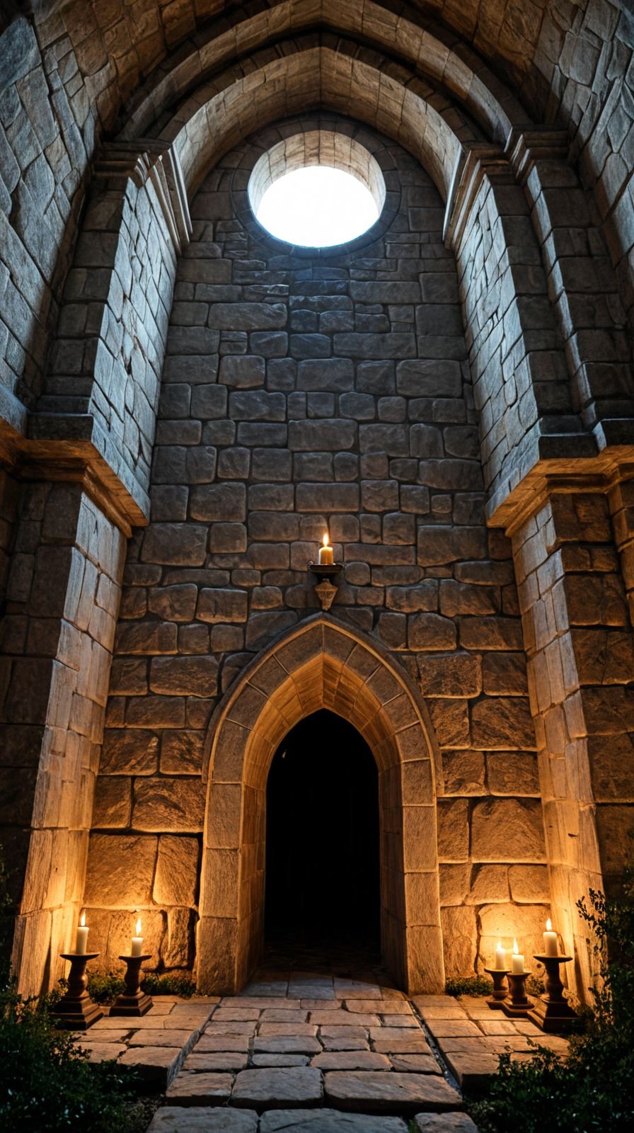 Weathered Granite Basement Chapel Misty Medieval