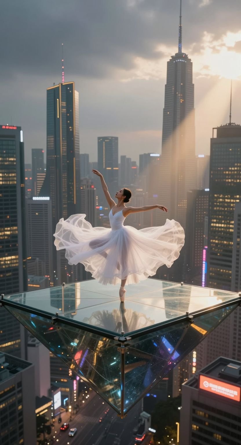 Ballet Dancer In Volumetric God Rays