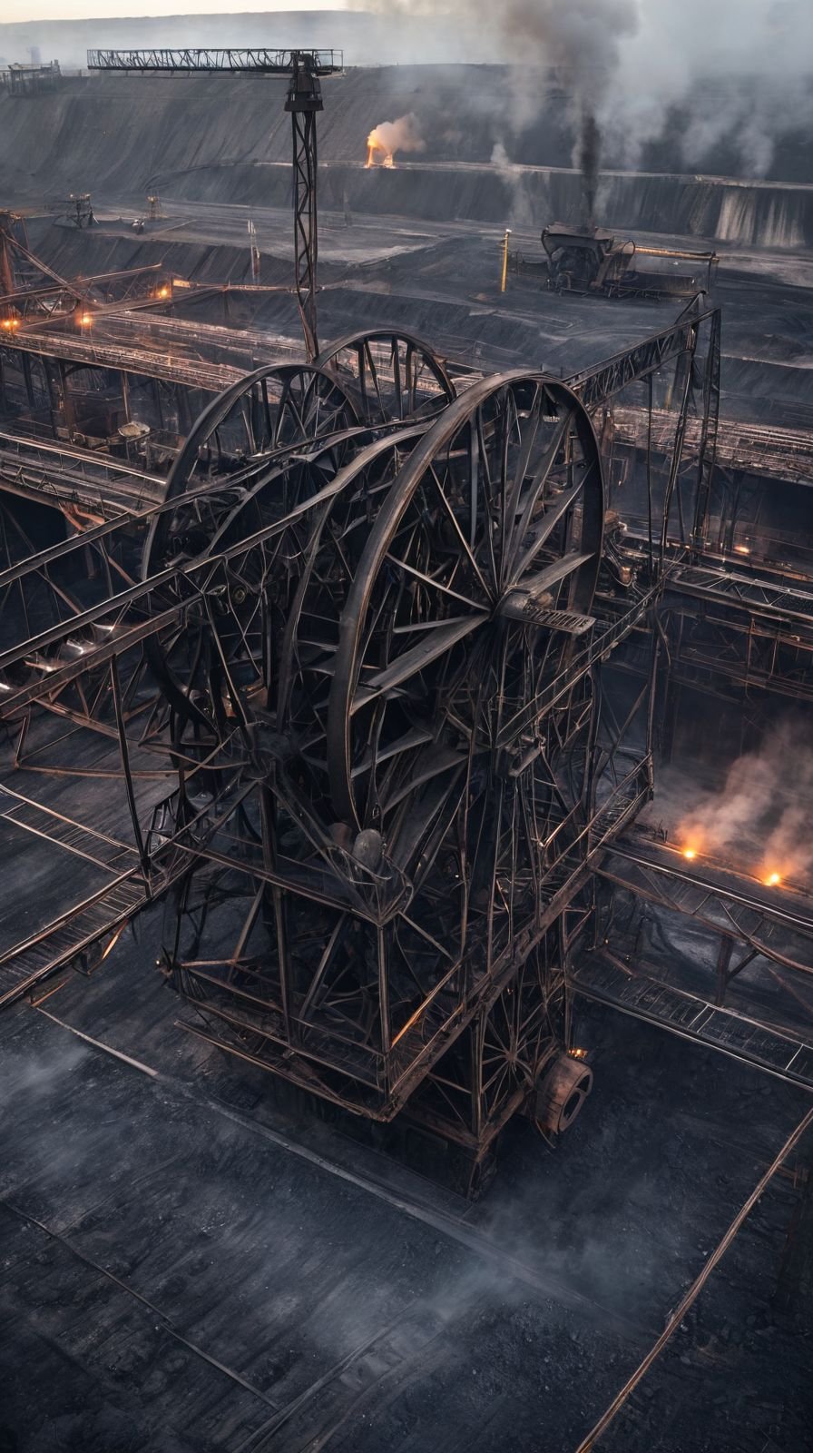 Steam Powered Treadwheel Crane Industrial Environment