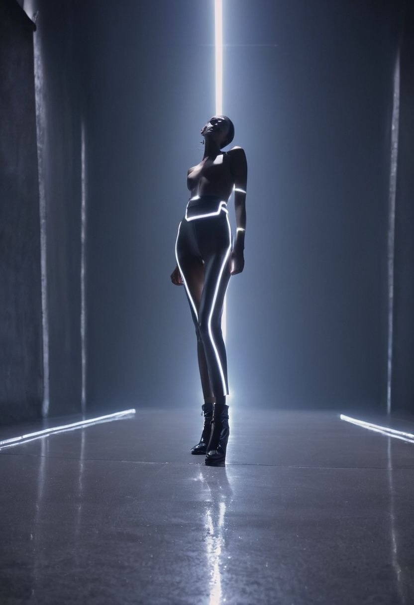 The Neon Runway Tall Slender Figure Exploration