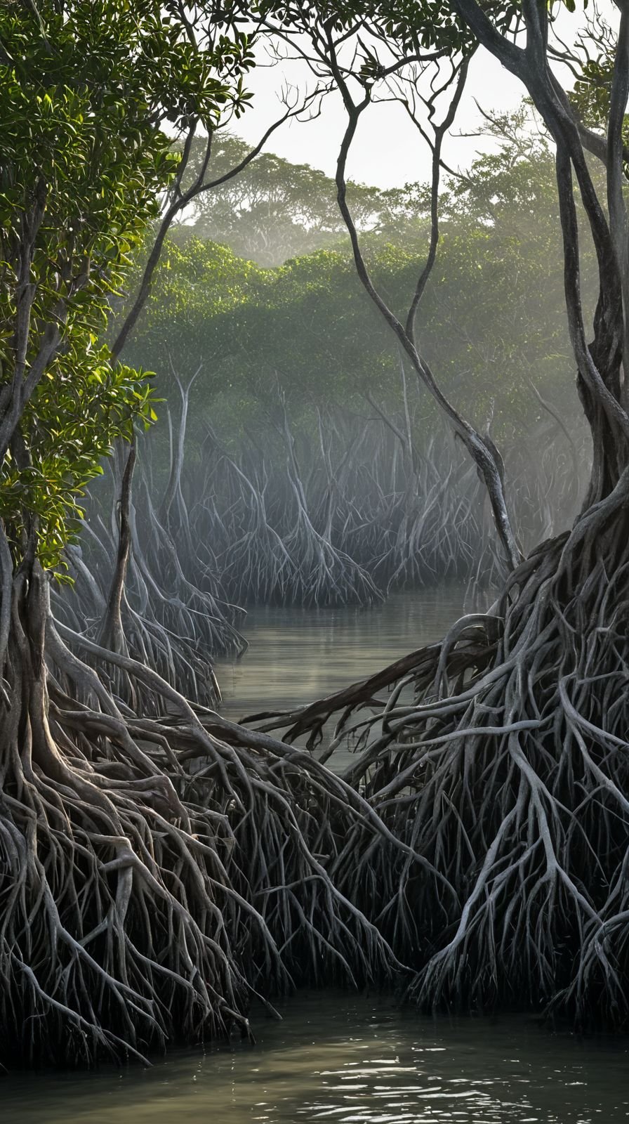 Distant Scenery Amid Tangled Roots