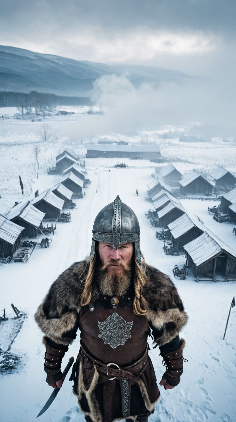 Viking Warrior Snowy Battlefield